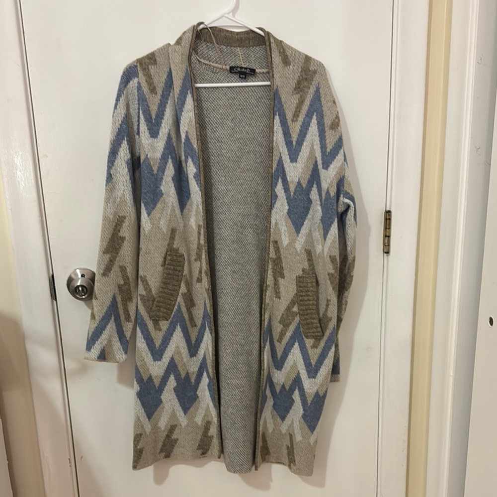 Patterned Open Front Cardigan Sweater